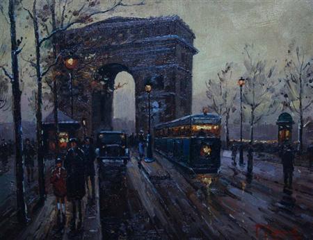 Appraisal: Paul Renard French - L'Arc de Triomphe and Place de