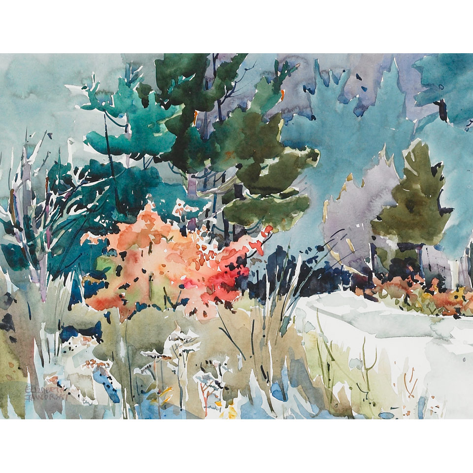 Appraisal: ELIZABETH JAWORSKI COUNTRY PATH SPRING watercolour signed x cm x