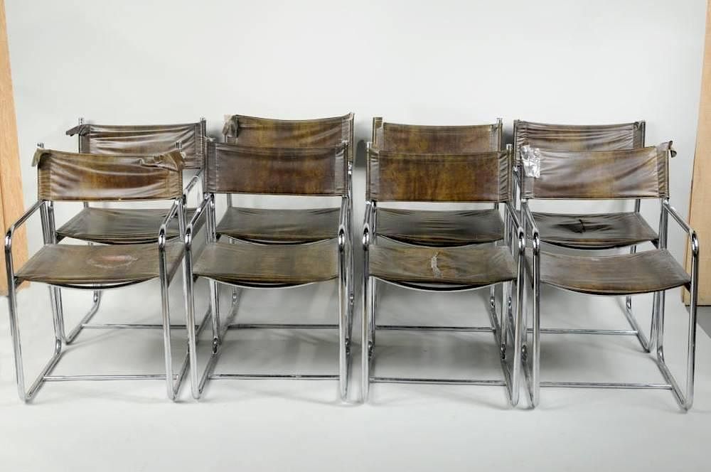 Appraisal: Mid-Century Set Eight Chrome Tubular Dining Chairs Mid-Century set of