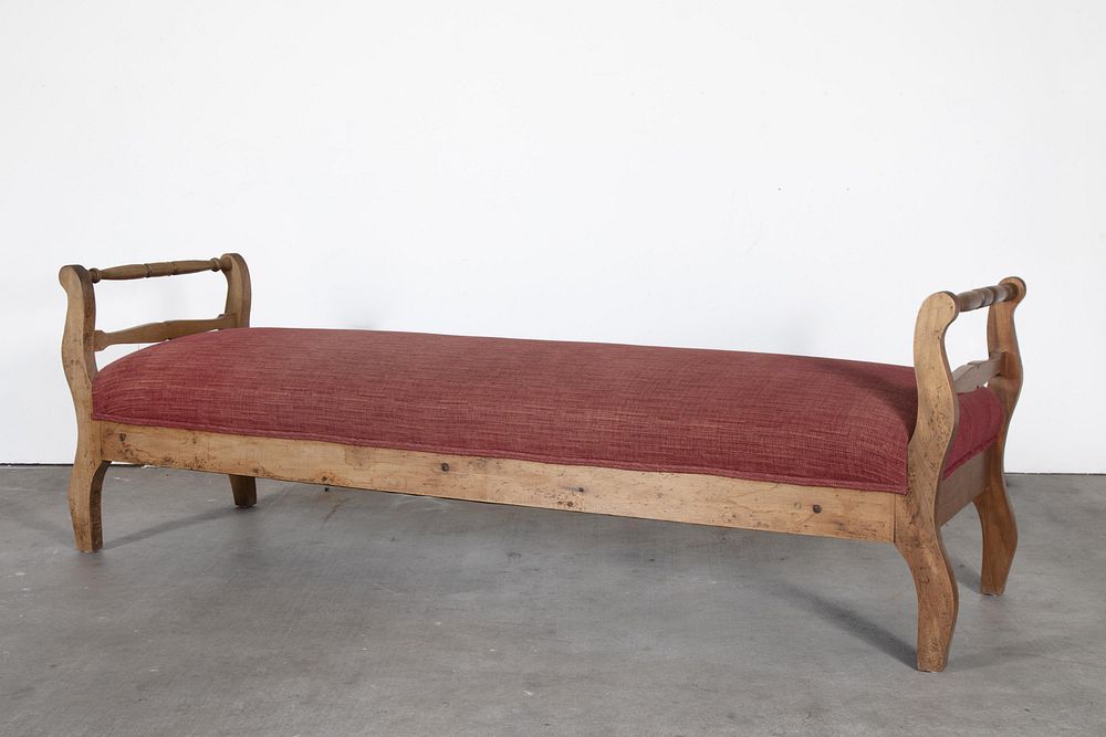 Appraisal: American Upholstered Oak Daybed th Century American Upholstered Oak Daybed