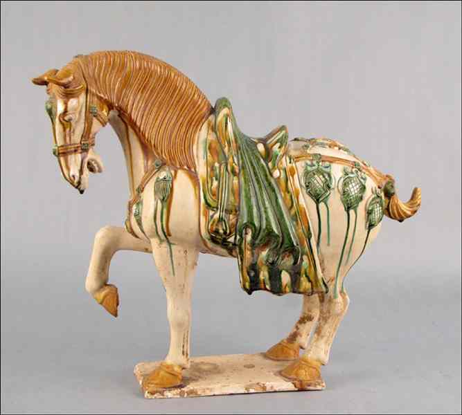 Appraisal: CHINESE TANG STYLE GLAZED CERAMIC HORSE H '' W ''