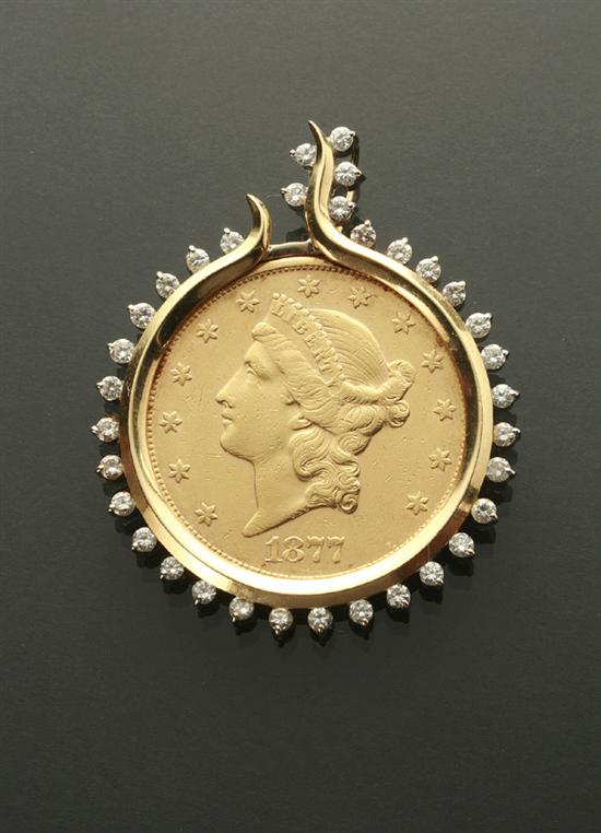 Appraisal: U S Double Eagle Twenty-Dollar Gold Coin Pendant Dated S