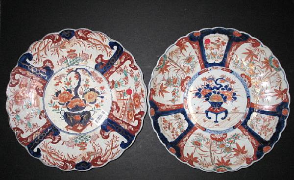 Appraisal: Two Imari porcelain foliate-rimmed chargers Meiji Taisho Period Each of