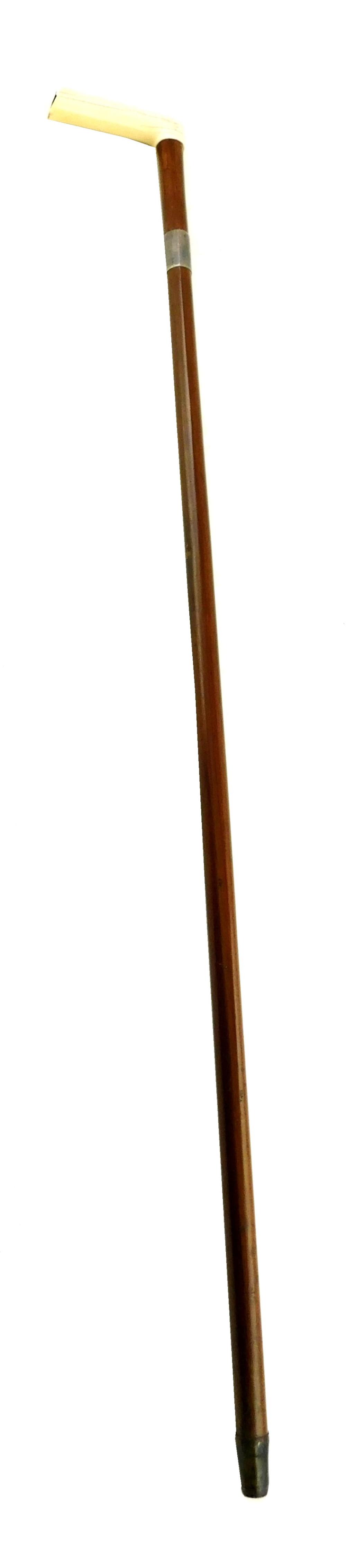 Appraisal: Early th C walking stick with ivory handle featuring carved