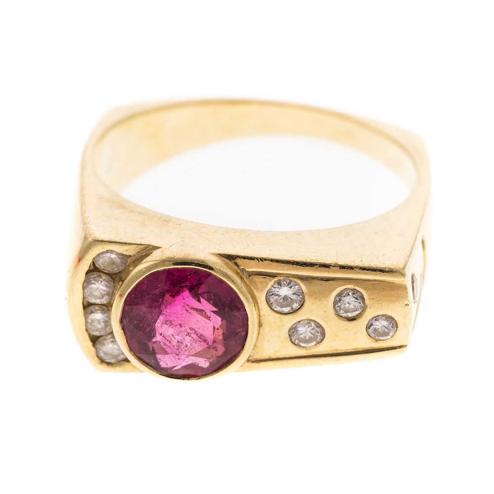 Appraisal: A Rubellite Tourmaline Diamond Ring in K K yellow gold