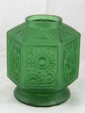 Appraisal: An Art Deco Scailmont hexagonal mould blown green glass vase