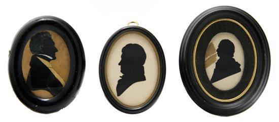 Appraisal: Collection of Three Oval Silhouettes each depicting gentleman Height of