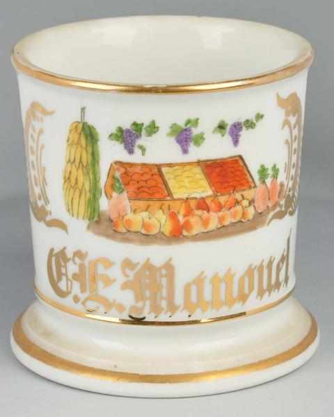 Appraisal: Fruit Produce Display Shaving Mug Description Gilt name C E