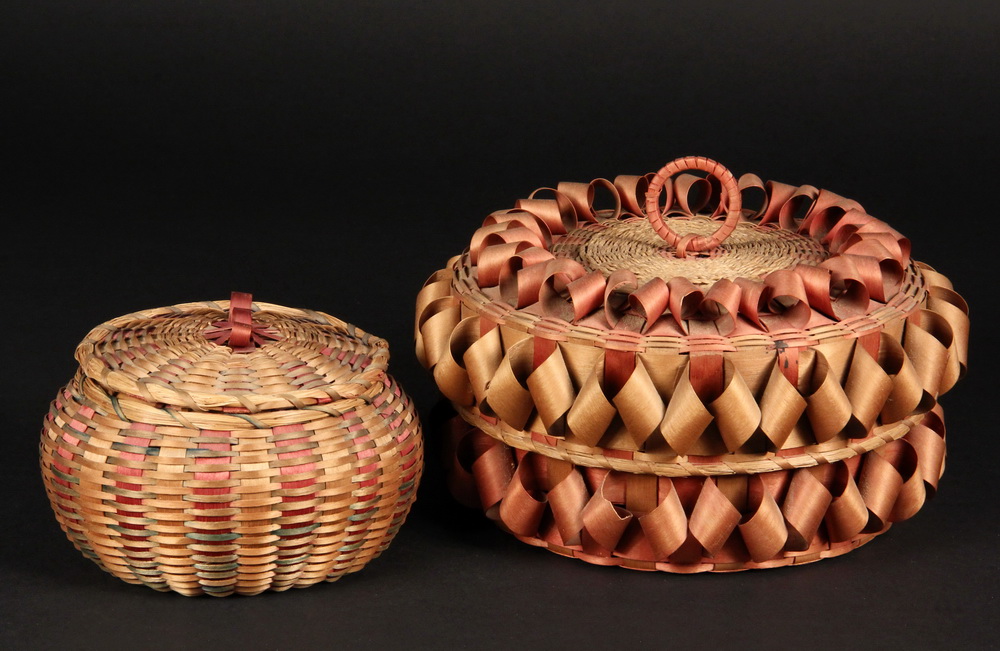 Appraisal: MAINE NATIVE AMERICAN BASKETS - Both early th c including