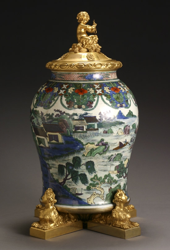 Appraisal: Louis XVI Style Ormolu Mounted Chinese 'Famille Verte' Porcelain Covered