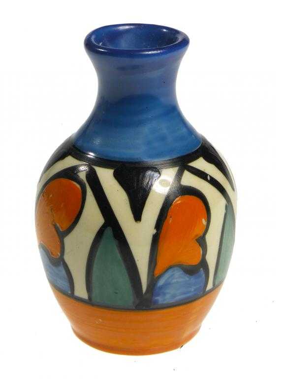 Appraisal: CLARICE CLIFF AN A J WILKINSON DOUBLE V MINIATURE VASE