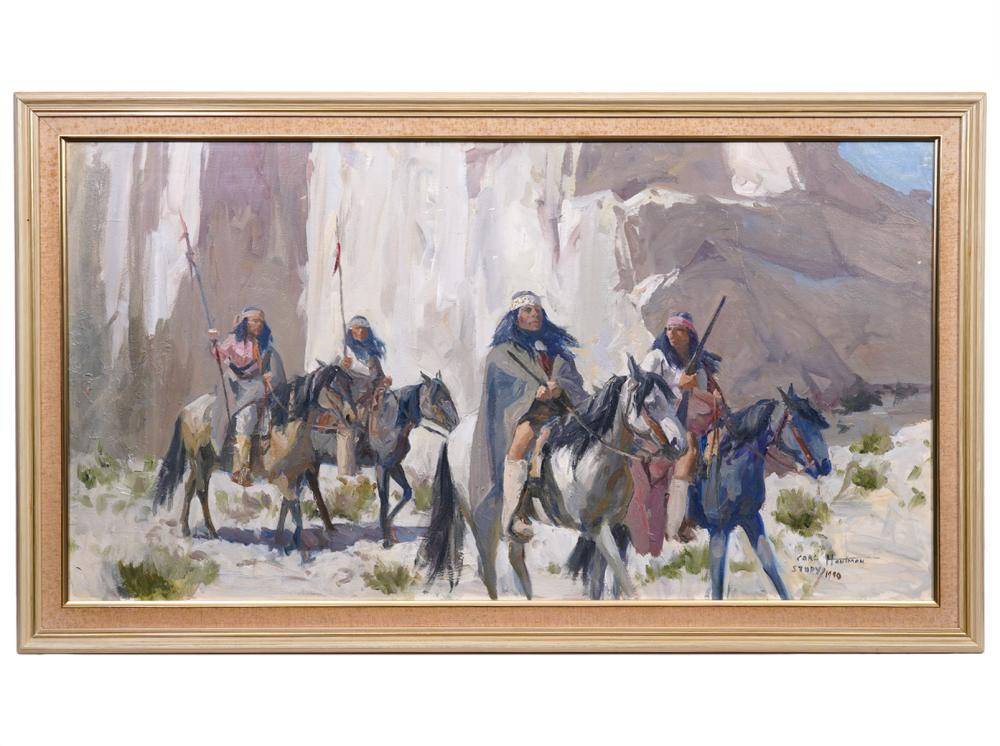 Appraisal: CARL HANTMAN 'PATROL ON HORSEBACK' Carl Hantman - Oil painting