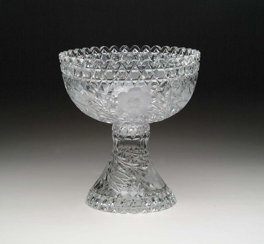 Appraisal: TWO PIECE CUT GLASS PUNCHBOWL Two piece punchbowl is cut