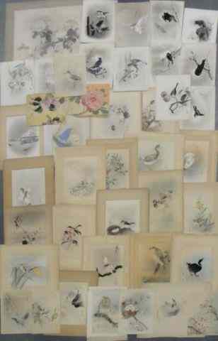 Appraisal: Large Lot of Approx Japanese Watercolors All beautifully executed smaller