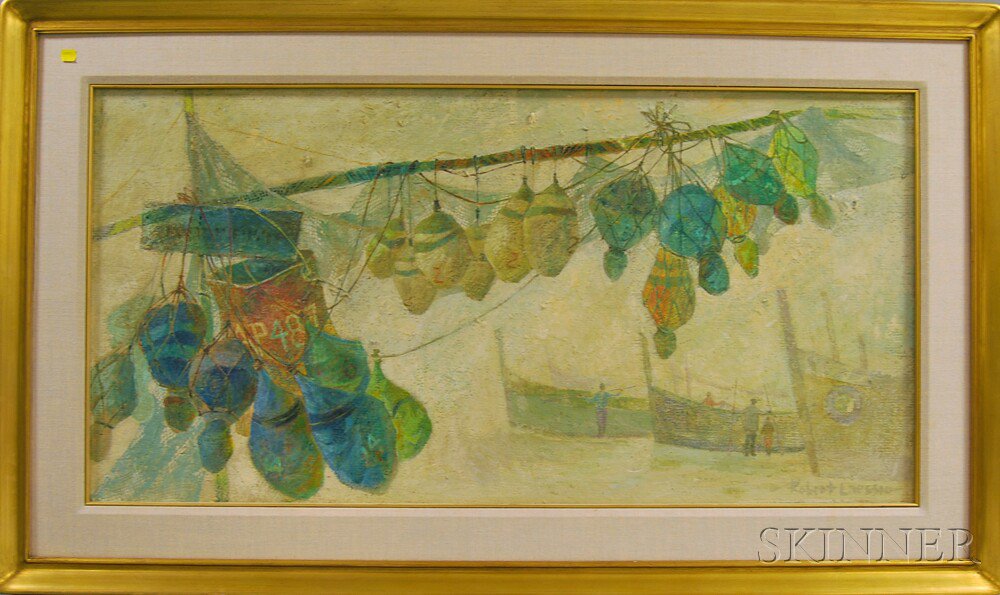 Appraisal: Robert H Laessig American - Untitled Nets and Buoys Signed