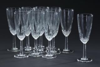 Appraisal: Set of etched crystal champagne flutes Set of twelve etched