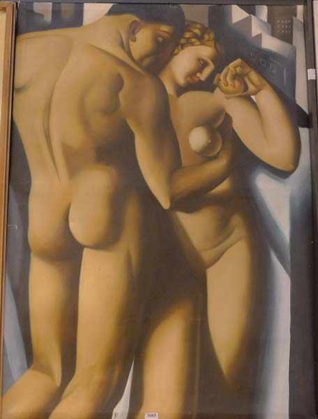 Appraisal: ARTIST UNKNOWN MALE AND FEMALE NUDE OIL ON CANVAS