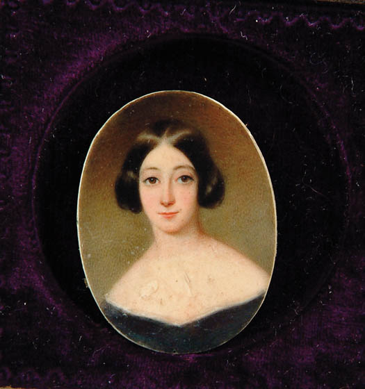 Appraisal: FINE MINIATURE ON IVORY OF A YOUNG WOMAN Oval portrait