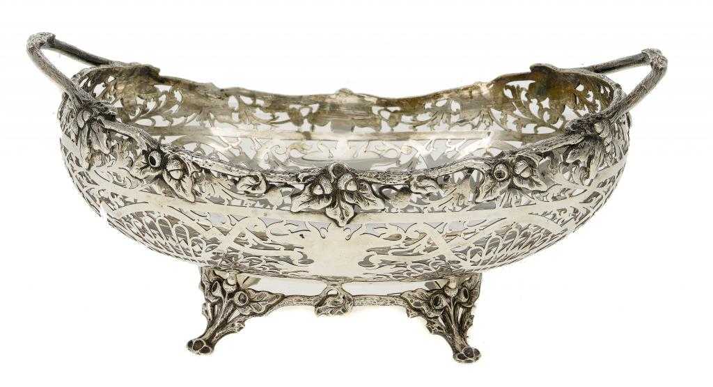 Appraisal: A GEORGE VI SAW-PIERCED OVAL FRUIT BOWL with incurved sides