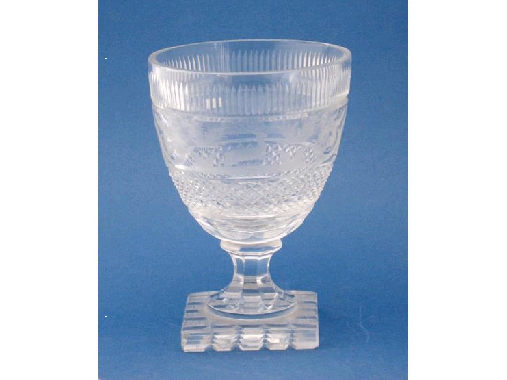 Appraisal: A LARGE GEORGE III ALE GLASS with tapering bowl with