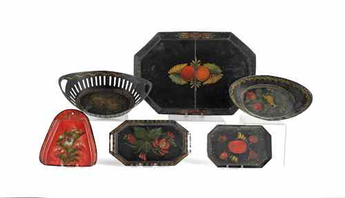 Appraisal: Six toleware trays largest - x