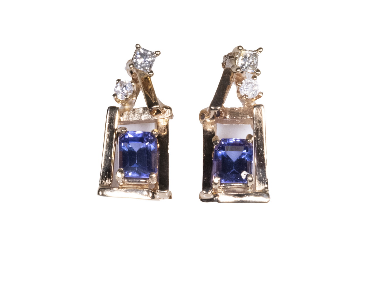 Appraisal: K GOLD AND TANZANITE EARRRINGS Handmade pair of K Yellow