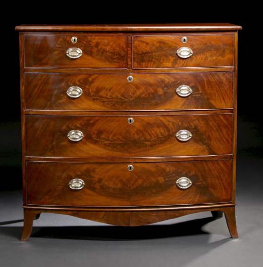 Appraisal: Regency Mahogany Bowfront Chest first quarter th century the bowed