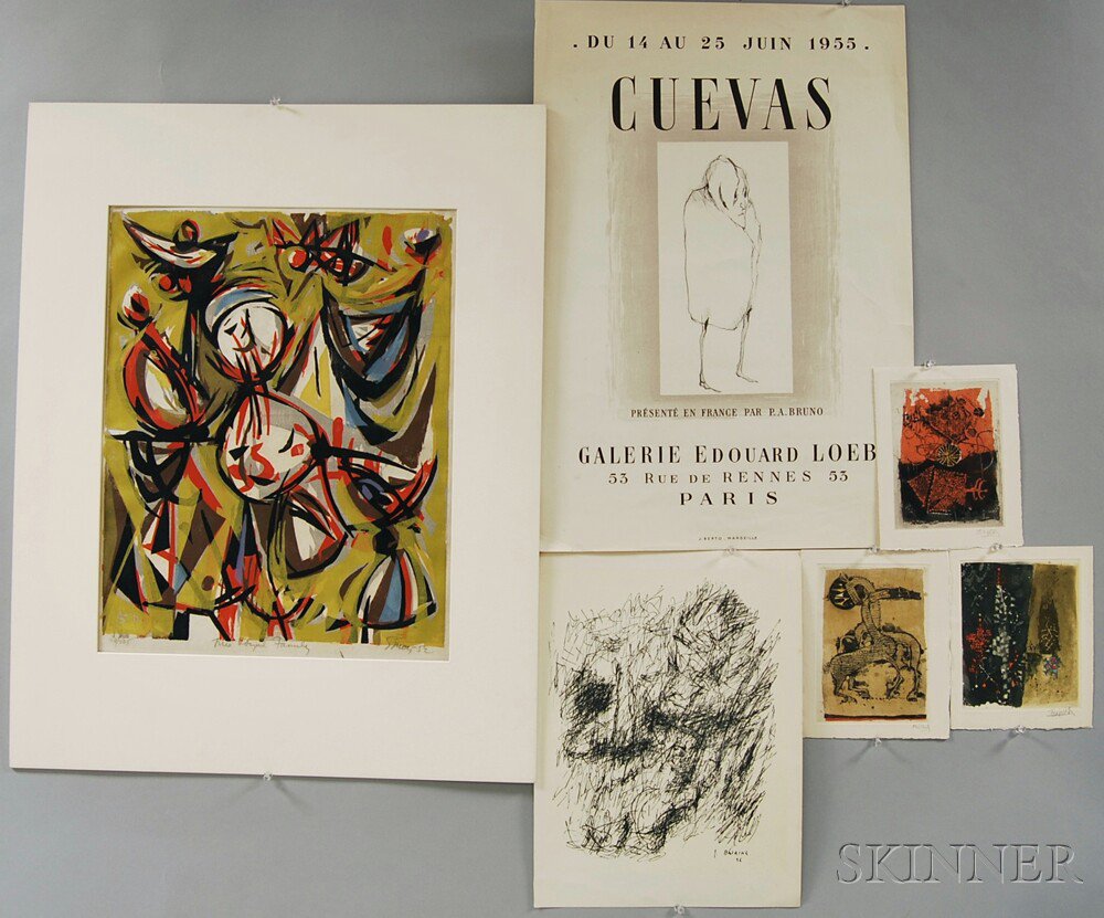 Appraisal: Six Modern Prints Exhibition Poster for Jose Luis Cuevas Galerie