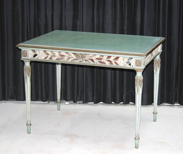 Appraisal: A Neoclassical style paint decorated writing table th century height