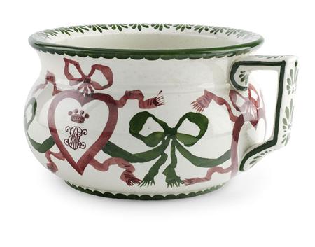 Appraisal: WEMYSS CHAMBER POT LATE TH CENTURY decorated with hearts and