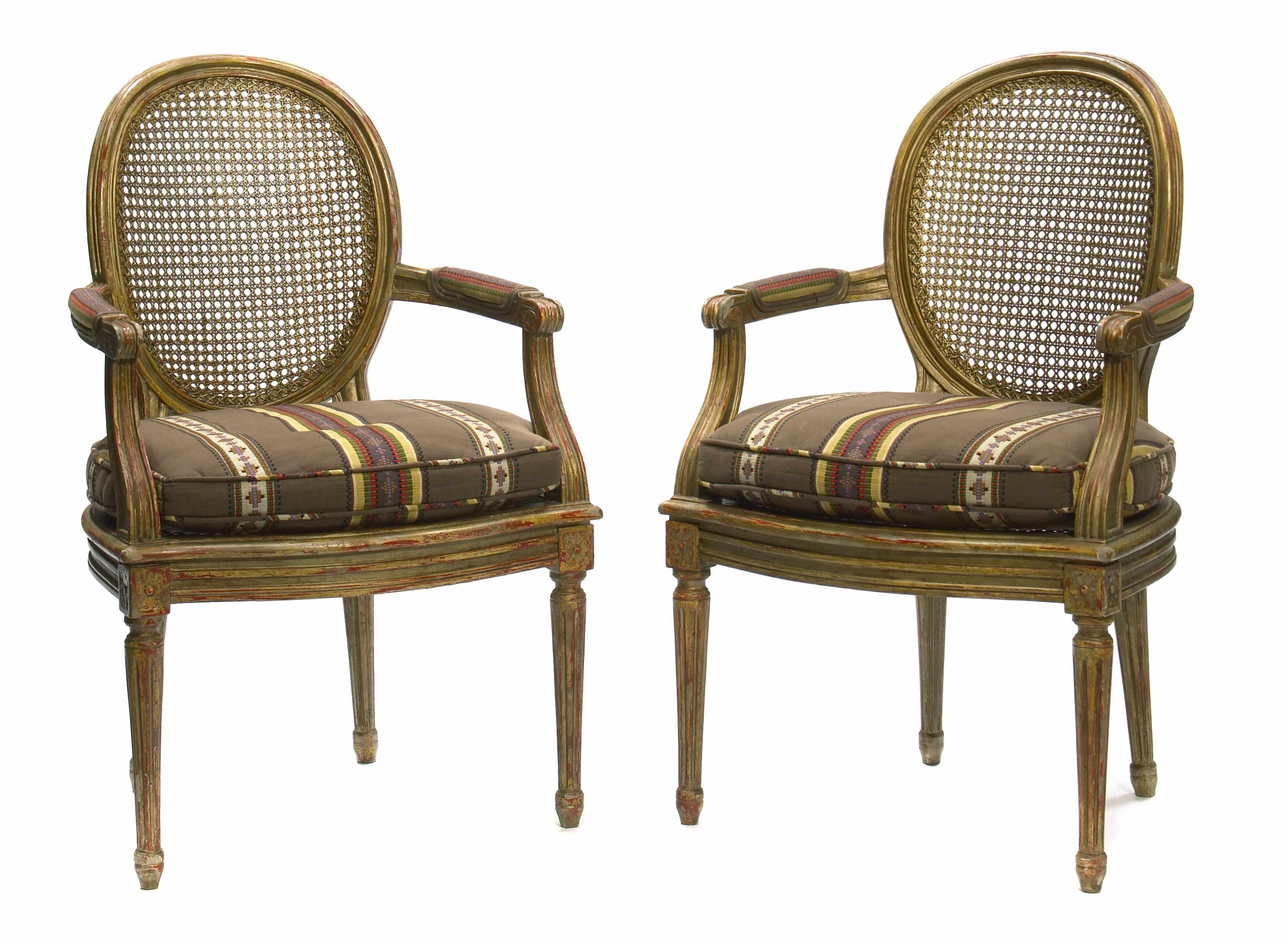 Appraisal: A set of eight Louis XVI style silvered wood fauteuils