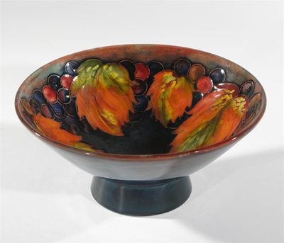 Appraisal: Leaf and Berry' a Moorcroft Pottery flambe pedestal bowl painted