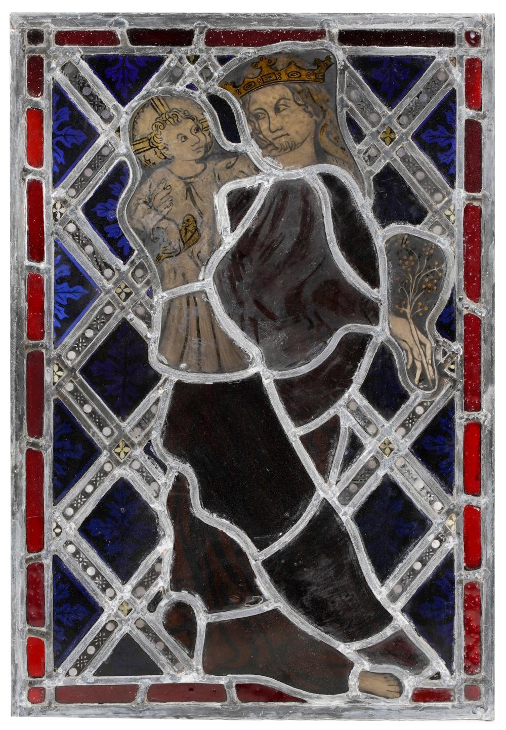 Appraisal: STAINED GLASS PANELdepicting the Virgin and Child x inches Condition