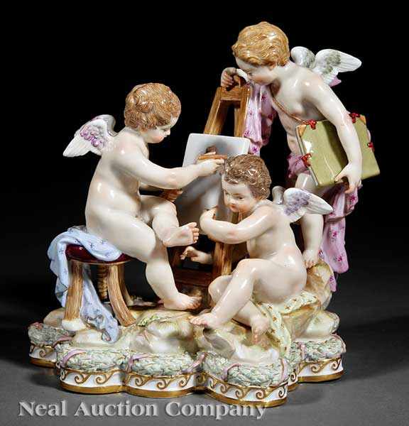 Appraisal: A Meissen Porcelain Polychrome and Gilt Figural Group probably early