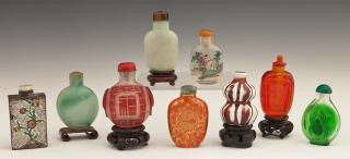 Appraisal: Group of Nine Chinese Snuff Bottles early th c Group