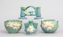 Appraisal: Four Roseville Peony Items circa mid- th Century The lot