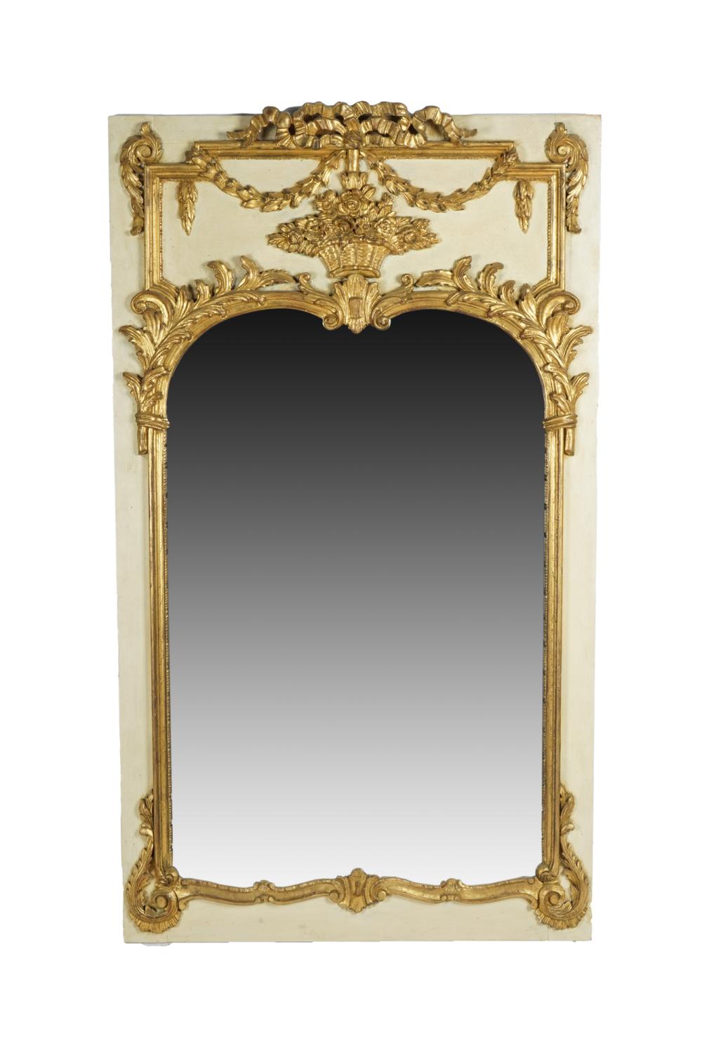 Appraisal: NEOCLASSICAL STYLE GILT WHITE- PAINTED WALL MIRROR th century x