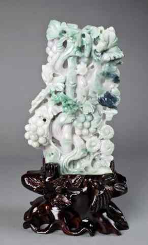 Appraisal: A Fine Chinese Jadeite Carving of BambooFinely carved on both