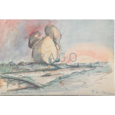 Appraisal: CLAES OLDENBURG Swedish Lithograph in color Proposed Colossal Monument for