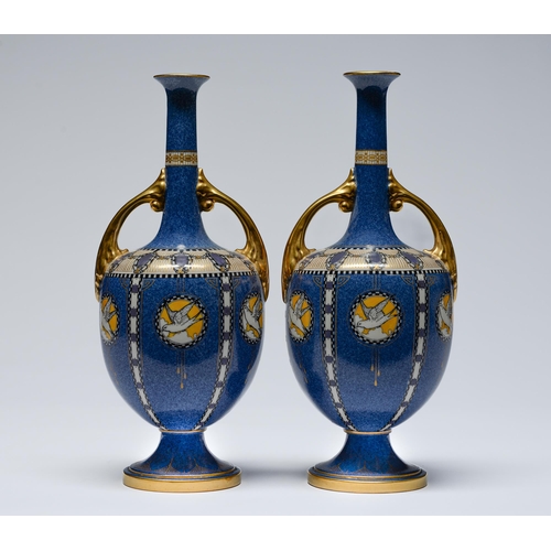 Appraisal: A pair of Royal Worcester powder blue ground vases and