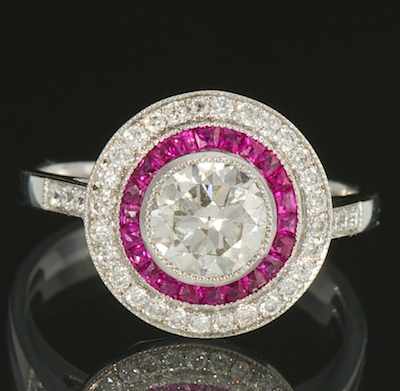 Appraisal: A Ladies' Diamond and Ruby Ring k white gold ring