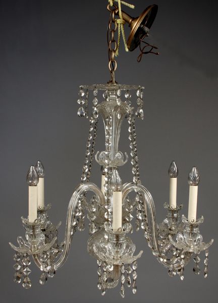 Appraisal: Crystal six-prong chandelier x dia Good condition EST