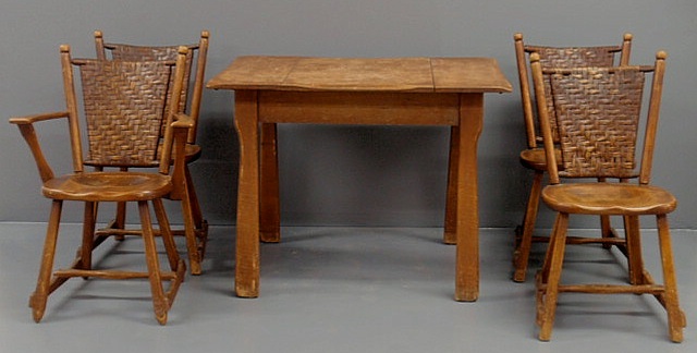 Appraisal: Rustic maple table and four chairs marked Old Hickory Martinsville