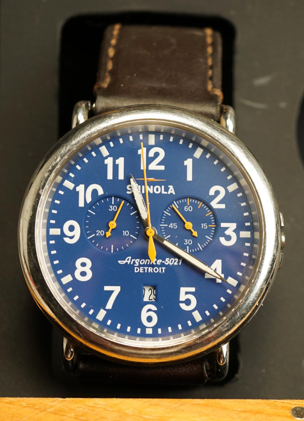 Appraisal: Shinola Argonite- Quartz Wristwatch with Box Lacking crown serial number