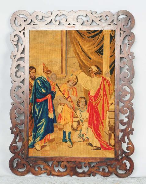 Appraisal: This needlepoint depicts a religious scene Condition Very Good Size