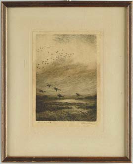 Appraisal: SIGNED American th Century FAMILIAR HAUNTS Framed small engraving shows