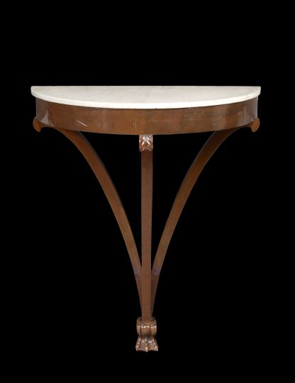 Appraisal: Italian Directoire-Style Mahogany and Marble-Top Console Table early th century