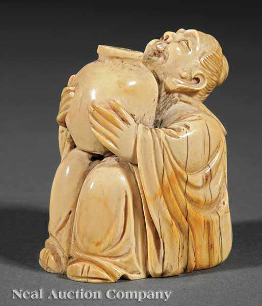 Appraisal: A Chinese Ivory Figure of the Drunken Poet Li Bai