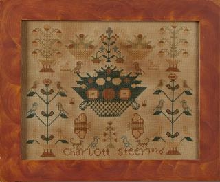 Appraisal: American Needlepoint Sampler by Charlott St American Needlepoint Sampler by