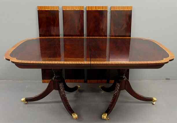 Appraisal: Stickley mahogany dining room table with cross banded top carved